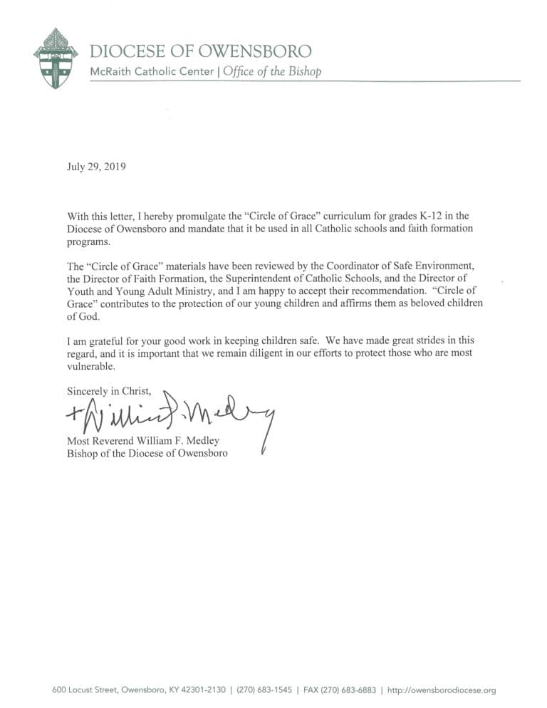 Letter from Bishop Medley