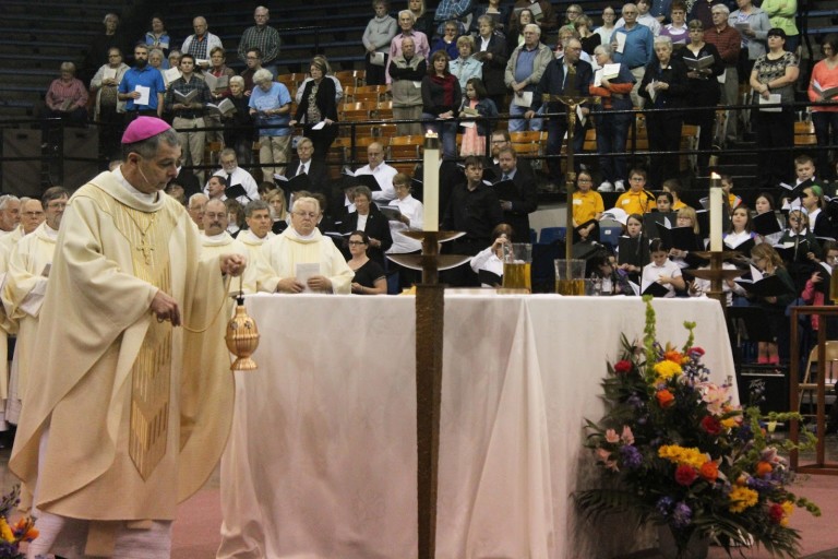 Bishop Medley incenses the altar at Chrism Mass 2016.